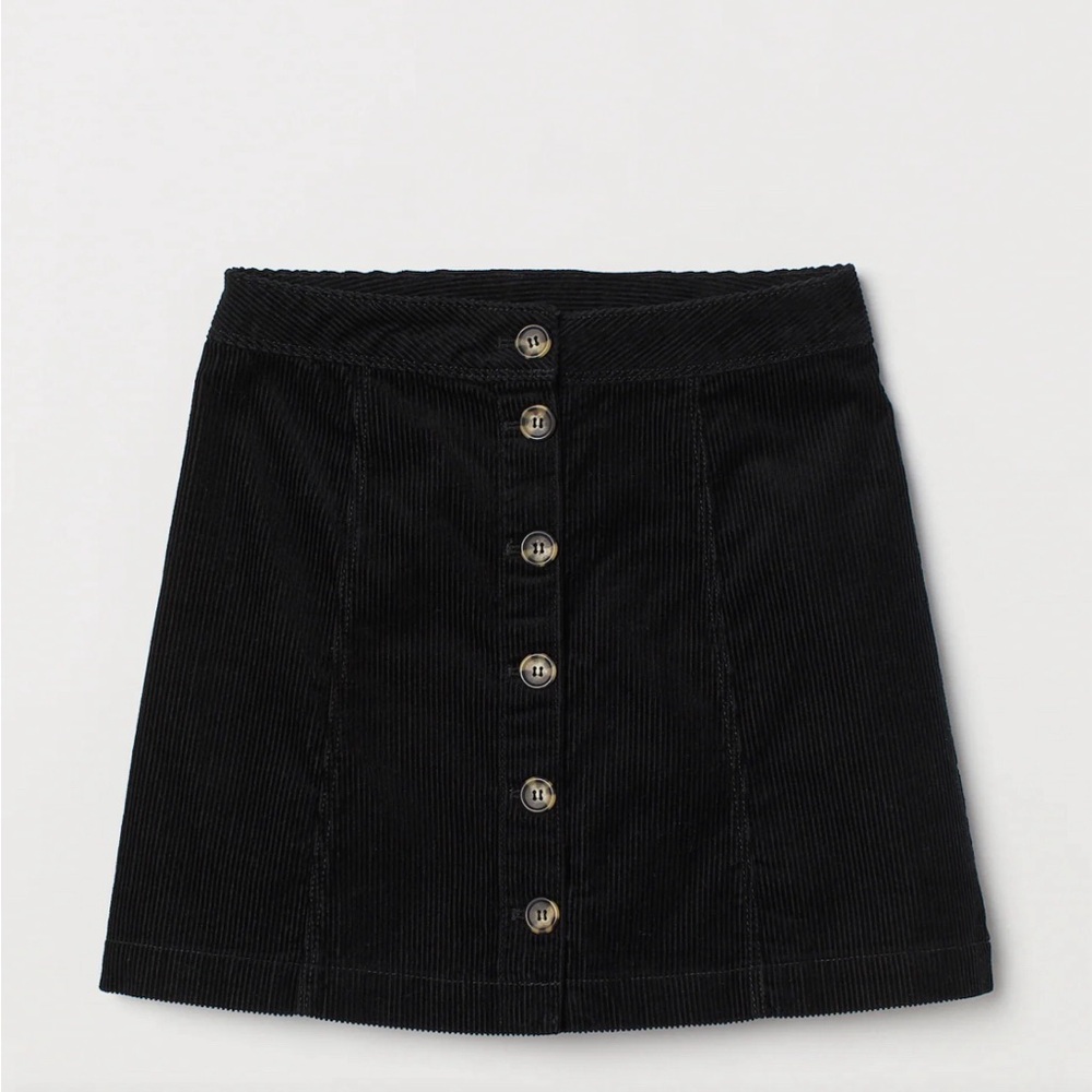 H& M black corduroy skirt